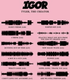 a pink background with black and white text on it that says,'tyler the creator '