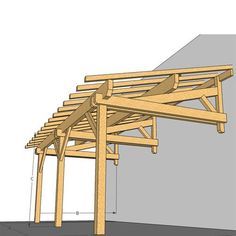 a wooden structure is shown with measurements for the roof and side walls to be built into