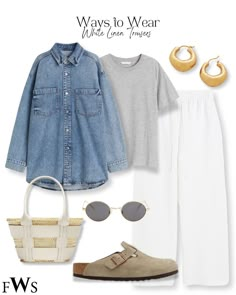 Top court en maille sans manches curated on LTK Birkenstocks Outfits, Athletic Chic, White Linen Trousers, Linen Pants Outfit, Mum Fashion, Transition Outfits, Summer Chic, Summer Dress Outfits, Casual Street Style