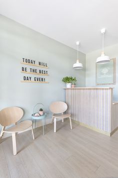 the waiting room is clean and ready for customers to come home from their work day