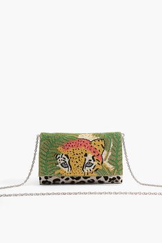 Forestry Leopard Embellished Clutch Leopard Clutch, Leopard Print Fabric, Embellished Clutch, Leopard Design, Party Clutch, Beaded Clutch, Beach Tote Bags