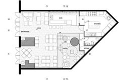 the floor plan for an apartment with two separate rooms and one living room, which is divided