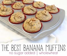 the best banana muffins no sugar added wholewheat on a baking sheet