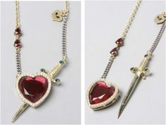 Pretty Knives, Disney Couture, Magical Jewelry, Disney Jewelry, White Necklace, Fantasy Jewelry, Stone Heart, Red Stone, Dream Jewelry