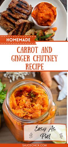 Carrot And Ginger Chutney Recipe Homemade Chutney, Mango Spicy, Ginger Chutney Recipe, Mango Chutney Recipe, Tomato Chutney Recipe, Sweet Carrots, Spicy Carrots, Cilantro Chutney