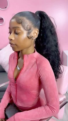 Natural Hairstyles For Black Women Pony, Two Pony Tailed Hairstyle Black Women, Colored Ponytail Weave, Slick Back Pony Tailed Hairstyle, Mid Ponytail Hairstyles Black Women, Pony Tailed Hairstyle Black Women, Slick Ponytail Hairstyles, Pony Tailed Hairstyle