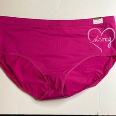 Everyday Cotton Brief With A Sexy High-Cut Leg And A Wide Elastic Waistband. Full Back Coverage Machine Wash 93% Cotton/7% Spandex Hot Pink Panty Is Part Of The Breast Cancer Awareness Collection. The Word “Strong” Is On The Hip. Heart Shape Pink Ribbon Around The Word. Panty Is New With Tags And Available In Various Sizes From Lane Bryant. 4x = 26/28 2x = 18/20 Lane Bryant Plus Size, High Leg, Red Lace, High Cut, Pink Ribbon, Boy Shorts, Lane Bryant, Heart Shape, Stretch Cotton