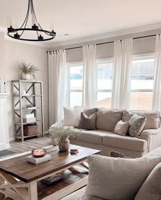 a living room filled with furniture and a fire place in front of a window on top of a hard wood floor