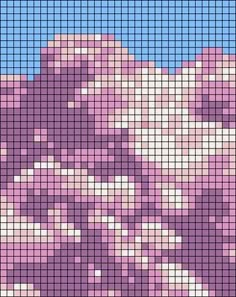 a cross stitch pattern with clouds in the sky