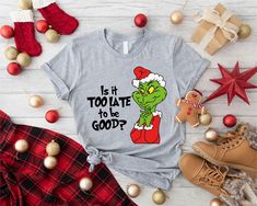 Is it Too Late For To Be Good Christmas Tshirt, Merry Grinchmas Shirt,Funny Christmas Gift for Family, Family Christmas Holiday Matching Tee HOW TO ORDER 1. From the two Drop-down menus select the Size and the Shirt Color you need. 2. Add these to your cart. *You will need to return to the listing to add the other sizes and designs you need before checking out. 3. After adding all the shirts to the Cart, Checkout them together. DELIVERY & RETURN Order Processing time for Dispatch: 1 working days Merry Grinchmas Shirt, Is It Too Late, Christmas Gift For Family, Merry Grinchmas, Christmas Tshirt, Family Family, Funny Christmas Gifts, Matching Tees, Family Christmas Gifts