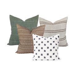 four pillows with different patterns on them