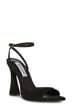 Steve Madden Beki Ankle Strap Pointed Toe Sandal (Women) | Nordstrom Plain Black Heels, Night Out Ankle Strap Block Heels With Sculpted Heel, Modern Ankle Strap Block Heels For Evening, Modern Ankle Strap Heels With Stacked Heel, Black Heels Bridesmaid, Block Heel Sandals With Sculpted Heel For Night Out, Night Out Sandals With Sculpted Block Heel, Sandals With Sculpted Heel For Night Out, Evening Block Heels With Sculpted Heel And Ankle Strap