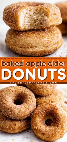 Looking for an easy Fall recipe? These Baked Apple Cider Donuts are ready in less than 20 minutes! These homemade donuts are made with fresh apple cider and taste delicious. Pin these Fall treats! Morning Food Ideas, Brunch Menu Ideas, Apple Doughnut, Easy Baked Apples, Cooking Desserts