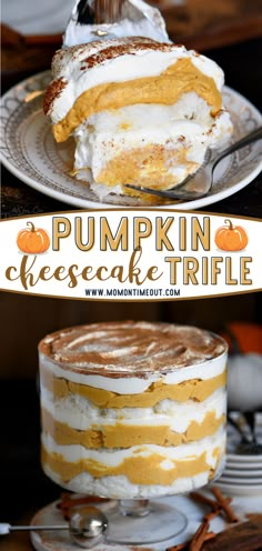 pumpkin cheesecake trifle with whipped cream on top