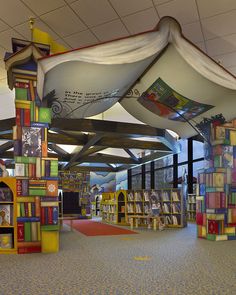 the interior of a children's library with lots of books