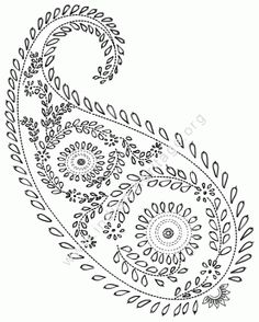 a black and white drawing of a paisley