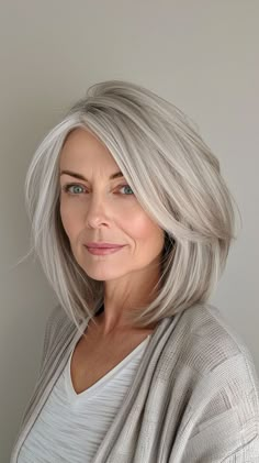 Light Ash Grey Hair, Perfect Curly Hair, Work Hair, Lady Hair, Medium Hair Styles For Women, Haircuts For Medium Length Hair, Short Silver Hair, Gorgeous Gray Hair, Grey Hair Inspiration