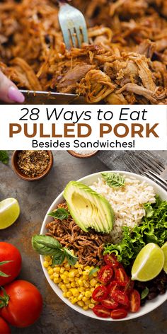 the cover of 28 ways to eat pulled pork besides sandwiches