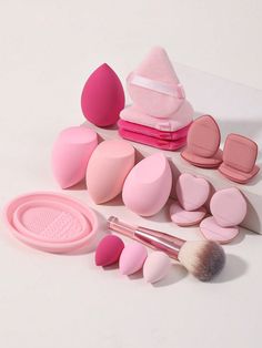 1pc Cleaning brush+7PCS Makeup Sponge+1 pc Makeup brush+12PCS Makeup Puff Set Soft Triangle powder Mineral puff for face makeup,Suitable for Cream & Powder Concealer, Loose Powder makeup applicator Black FridayI discovered amazing products on SHEIN.com, come check them out! Boxing Day Sales, Classy Makeup, Pink Cosmetics, Haircuts Straight Hair, Makeup Pictures