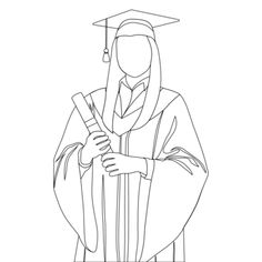 a black and white line drawing of a graduate