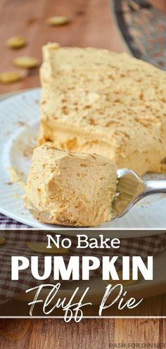 no bake pumpkin crust pie on a plate with a fork