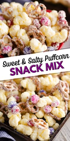 this sweet and salty popcorn snack mix is so good it's easy to make