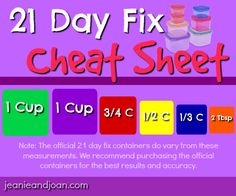 a poster with the words 21 day fix and two cups on top of each other