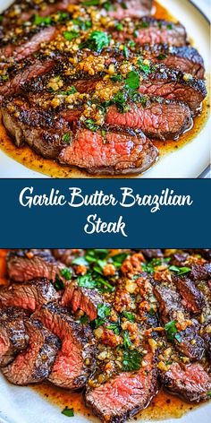 This Garlic Butter Brazilian Steak is tender, juicy, and packed with rich garlic flavor. Inspired by traditional Brazilian steakhouses, this steak is seared to perfection and smothered in a delicious garlic butter sauce. It’s perfect for a special dinner or a flavorful weeknight meal. Brazilian Steak, Steak Doneness, Easy Diner, Steak Dinner Recipes, Leftover Steak, Diner Ideas, Making Dinner, Sliced Steak, Marinated Steak