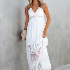 Summer Cami Dresses,Beach Dresses For Women,Boho Dress For Women,Wedding Guest Dresses For Women,Sundresses Fits True To Size Floor-length Dress For Brunch During Beach Season, V-neck Sundress For Beach Wedding, Sleeveless Breezy Dress For Beach Wedding, Lace Maxi Dress For Beach Season, Summer V-neck Dress For Beach Wedding, White Lace Summer Beach Dress, White Lace Dresses For Vacation, Summer V-neck Beach Wedding Dress, Spring Beach Wedding Floor-length Dress