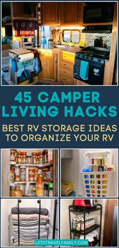 45 Camper Living Hacks: Best RV Storage Ideas to Organize Your RV Camper Living Hacks, Rv Camper Living, Camper Storage Ideas Travel Trailers, Rv Living Organization, Camper Organization Travel Trailers, Rv Storage Solutions, Travel Trailer Organization, Rv Storage Ideas