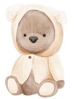 a watercolor drawing of a teddy bear