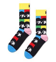 Celebrate 50 years of love! The exclusive Beatles All Together Now sock brings the band back together in electric shades of orange, blue, green and purple. A great gift for fans, old and new. Made from soft and breathable combed cotton. Cactus Socks, Pineapple Socks, Cow Socks, All Together Now, Beatles Yellow, Green Socks, Striped Sneakers, Socks Sneakers, Yellow Submarine