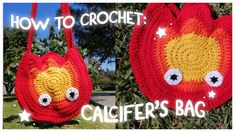 two crocheted bags with eyes on them and the words how to crochet