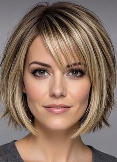 Stylish Bob Hairstyles, Face Framing Short Haircuts, Chic Over 50 Hair, Medium Bob Hairstyles With Bangs, Short Bob With Bangs Round Face, Haircuts For Plus Size Women Round Faces, Medium Hair Styles With Bangs, Jenna Elfman Hair, Bob With Bangs Hairstyles