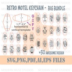 retro motel keychain - big bundle svg, png, dxf