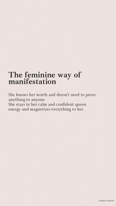 the feminine way of manifestation is shown in black and white, with an image of