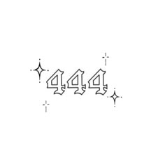 the number 464 is written in black ink on a white paper with stars around it