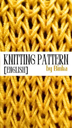 the knitting pattern is yellow and has black lettering on it that reads knitting pattern english