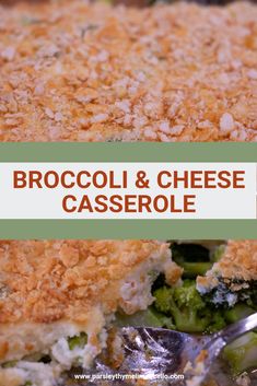 broccoli and cheese casserole with a fork