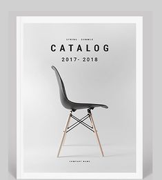 a magazine cover with a black chair on it's back and the words catalog written in