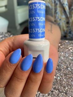 Plain Colour Gel Nails, Dnd Blue Earth, Dnd Dip Powder Nails, Dnd Blue Nails, Dark Blue Pedicure, January Blue Nails, Muted Blue Nails, Dnd Blue Gel Polish