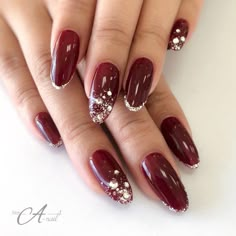 Maroon Nail Art, Maroon Nail Designs, Unghie Sfumate, Maroon Nails