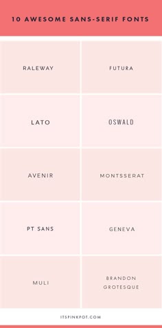 the top ten font styles for different types of font, including one that says'10 awesome sans - serif fonts '