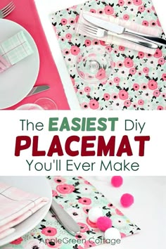 the best diy placemat you'll ever make with pink flowers and pom poms