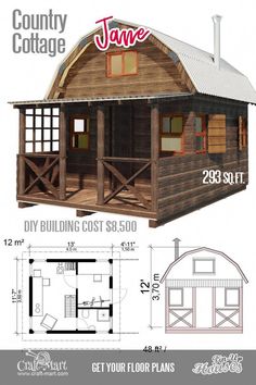 the floor plan for a small log cabin