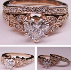 an image of two different engagement rings with diamonds on the sides and in the middle