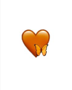 an orange heart with a yellow butterfly on it