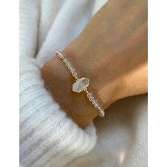 Clear Quartz Bracelet With 14kt Gold Filled Accents. Healing - Etsy Diy Stone Bracelets, Minimalist Beaded Bracelet, Simple Bracelet Design, Crystal Bracelets Healing, Bracelets With Stones, Clear Quartz Bracelet, Beads Craft Jewelry, Diy Bracelet Designs, Crystal Healing Bracelets