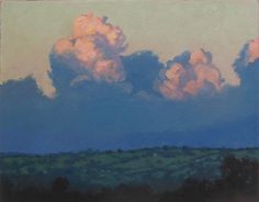 an oil painting of some clouds in the sky