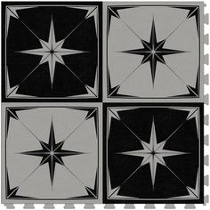 four black and white squares with stars in the middle, one on top of the other